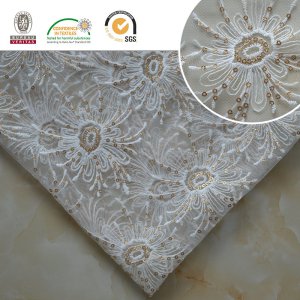 Meltpoly Embroidery with Lurex Lace Fabric Dress Textile